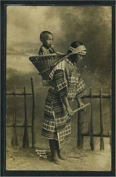 Igorot Woman Carrying Her Child In A Basket, Baguio, Philippine Islands
